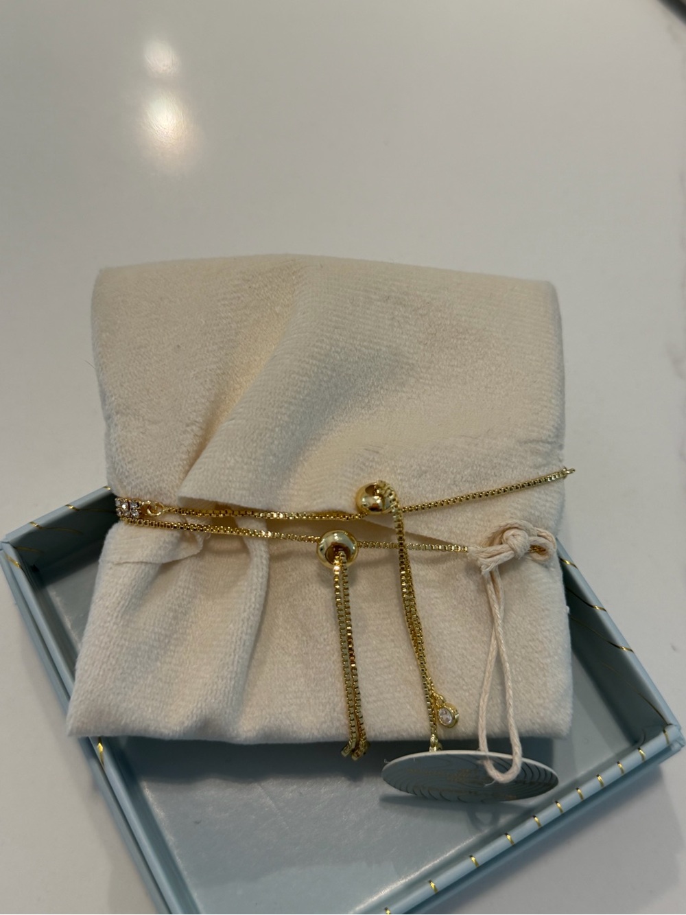 eye candy double Gold-Tone Layered Bracelet Set with Blue Clover Charms - Picture 3 of 3